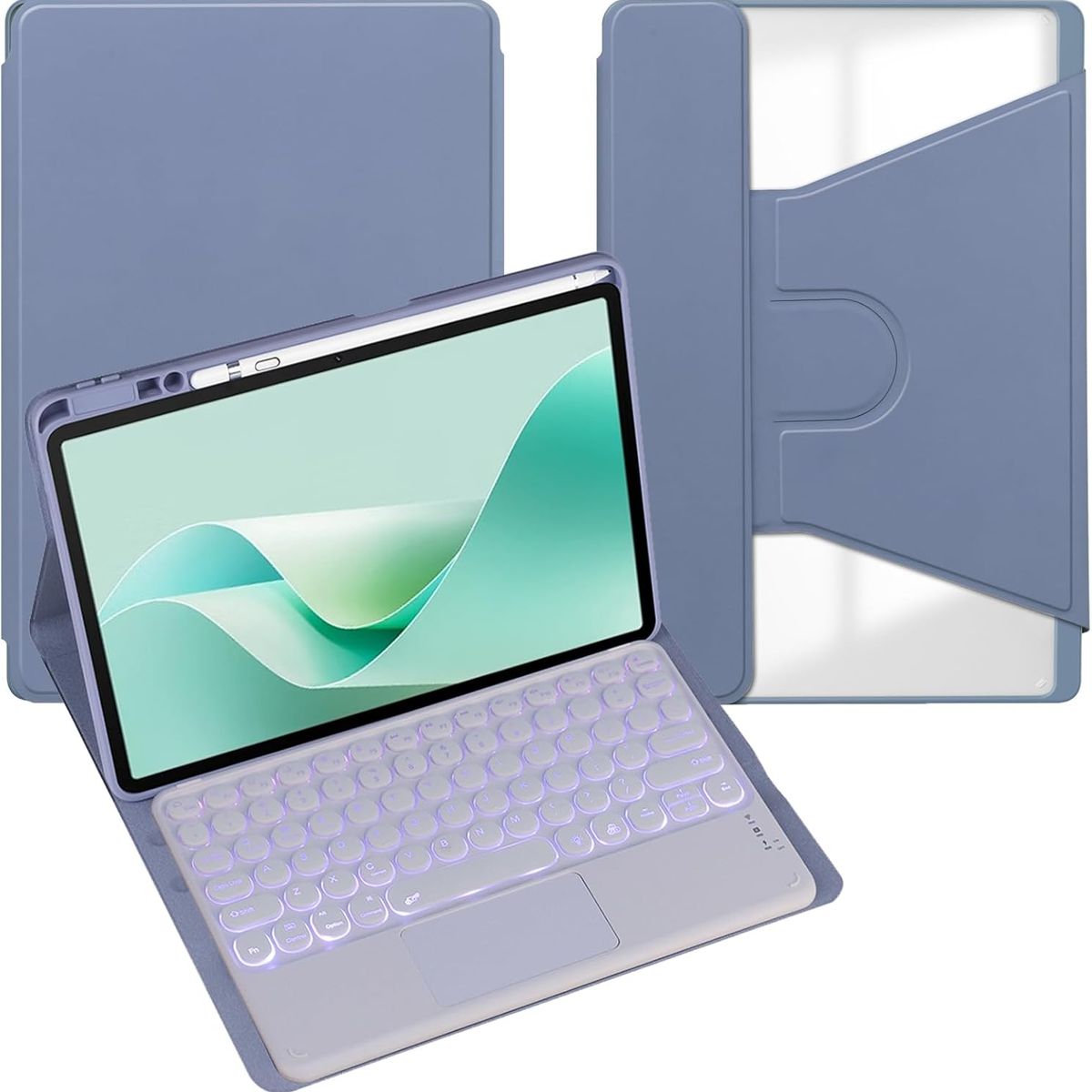 PUREPOWER - Funda con teclado retroiluminado Touchpad Rotación 360° Para Galaxy Tab S6 Lite 10.4 2022 2024