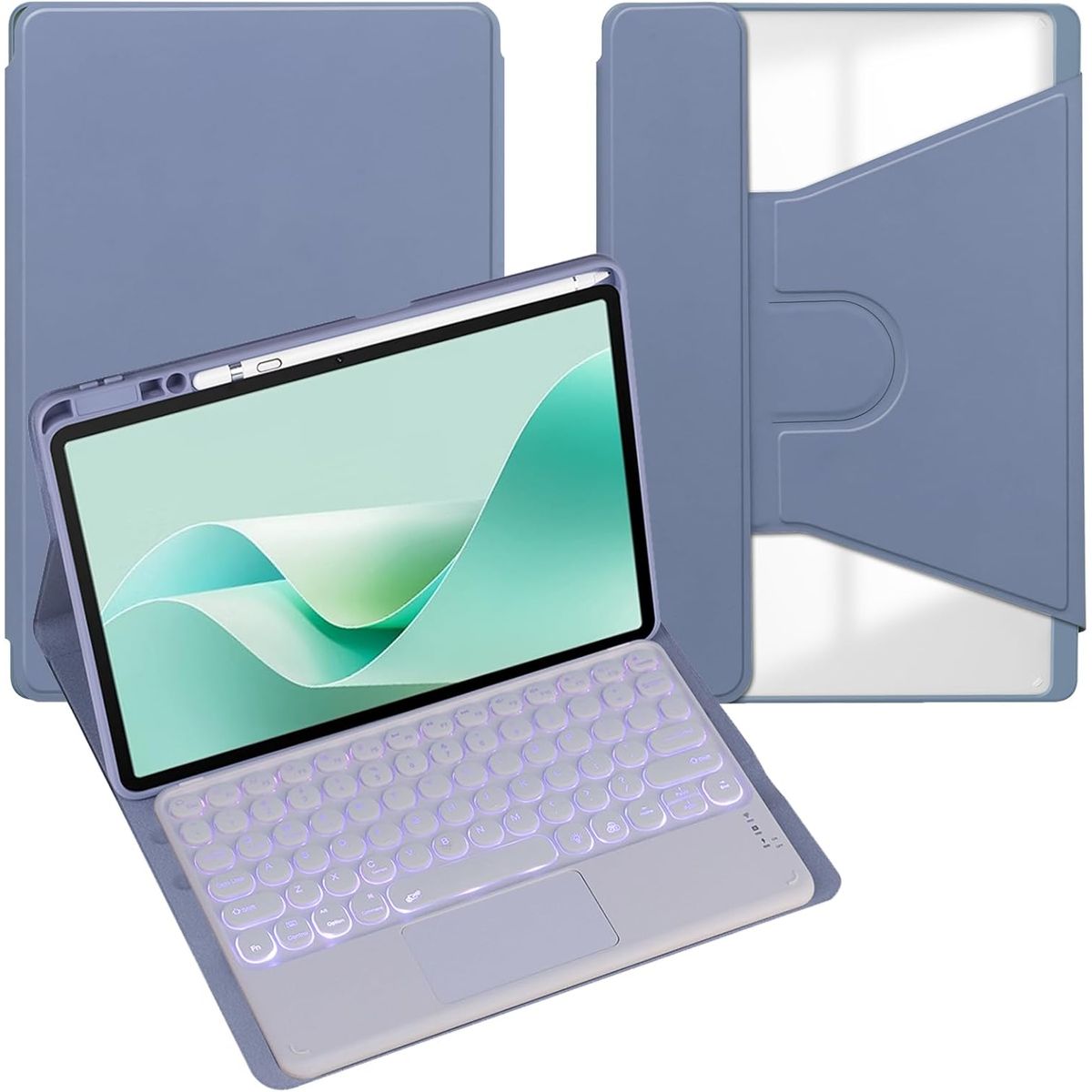 PUREPOWER - Funda con teclado retroiluminado Touchpad Rotación 360° Para Galaxy Tab S6 Lite 10.4 2022 2024