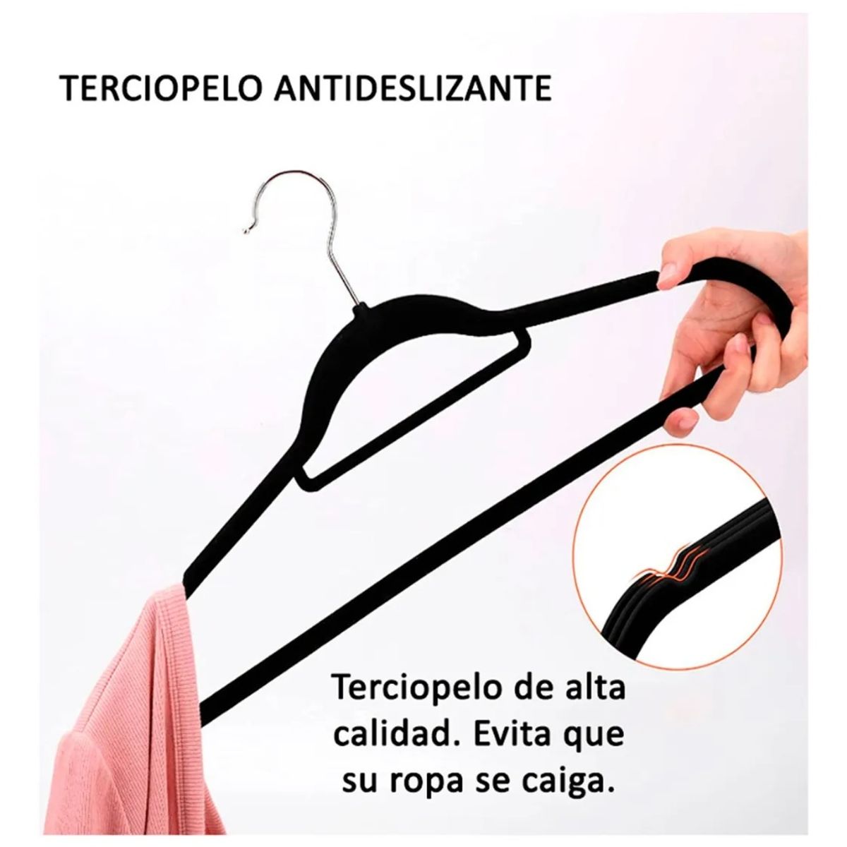 GENERICO - Colgadores De Ropa Antideslizantes Terciopelo 20 Unid Gancho