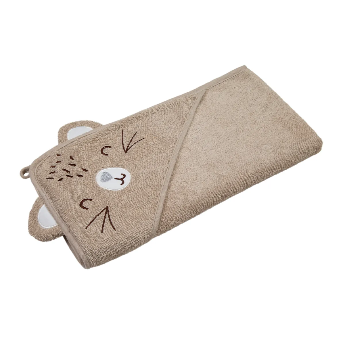 CARESTINO - Toalla Con Capucha 75x75cm Tigre Almendra