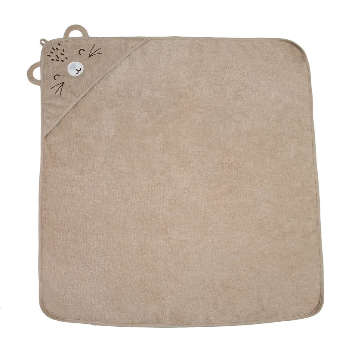 CARESTINO - Toalla Con Capucha 75x75cm Tigre Almendra