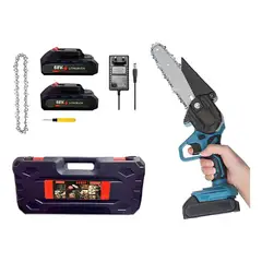 GENERICO - Mini Motosierra Inalámbrica corta madera Protector 6 pulgadas BELUG