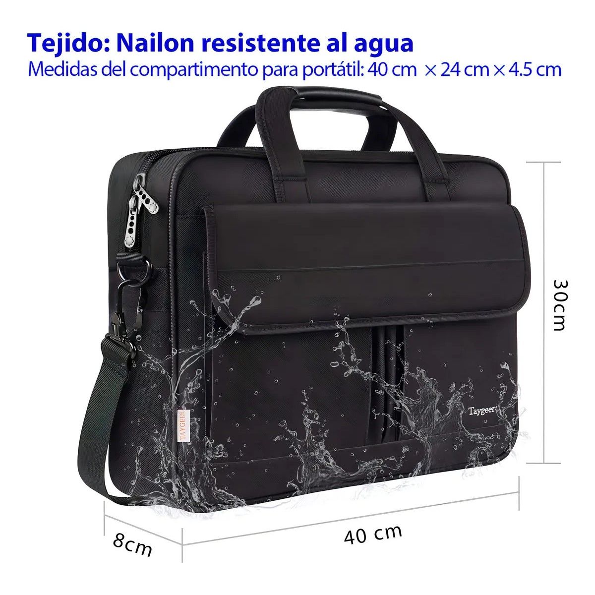GENERICO - Maletín Portafolio Para Laptop De 15.6 In Hombre Impermeable Y Acolchado Maletin para Laptop NEGRO BELUG