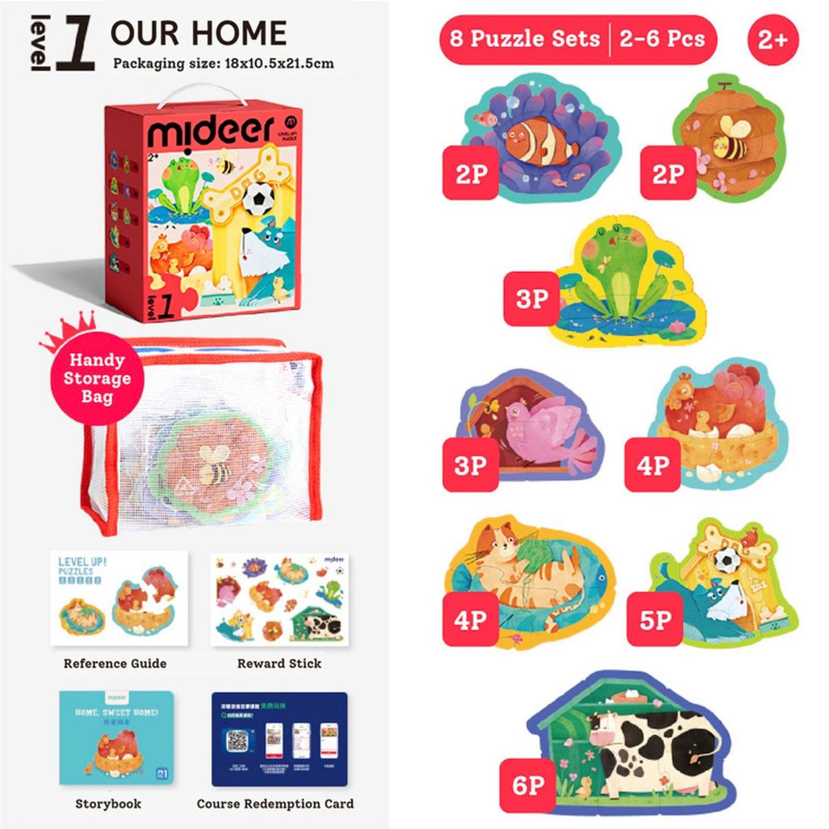 MIDEER - Mideer Puzzle Progresivo Nuestro Hogar 8 en 1 Nivel 1
