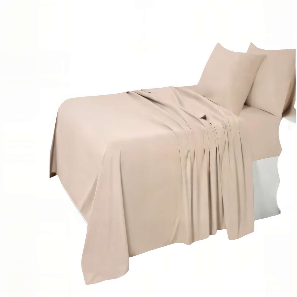 GENERICO - PACK DE SABANA 200 HILOS PLAZA Y MEDIA COLOR BEIGE