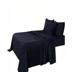 GENERICO - PACK DE SABANA 200 HILOS PLAZA Y MEDIA COLOR NEGRO