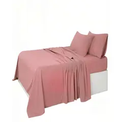 GENERICO - PACK DE SABANA 200 HILOS KING COLOR ROSA