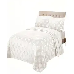 GENERICO - PACK DE SABANA POLAR PLUSH KING COLOR BLANCO