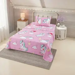 GENERICO - Juego De Sabanas Genericas De 1 Plaza + 1 Funda De Almohada - Multicolor - 1 Plaza
