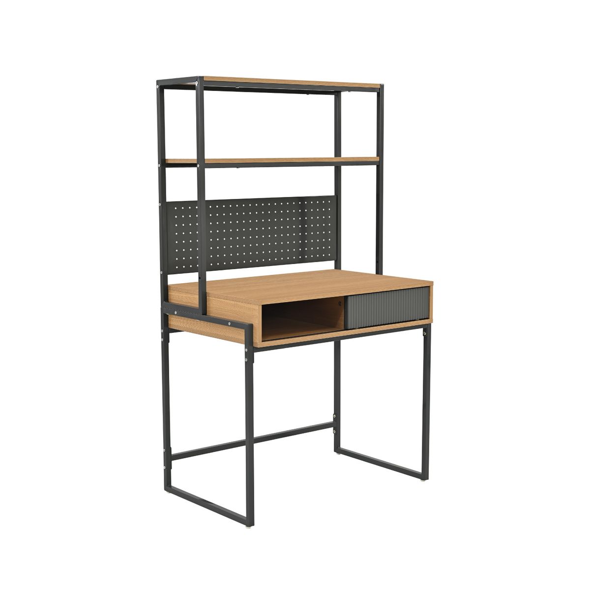 RELAN - Escritorio Desk 26 Relan 2 en 1 con Estantería Estilo Industrial