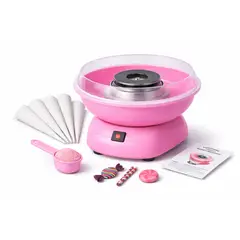 GENERICO - Máquina Algodón de Azúcar Eléctrica Casa Fiestas Infantiles Rosa + 6 Conos
