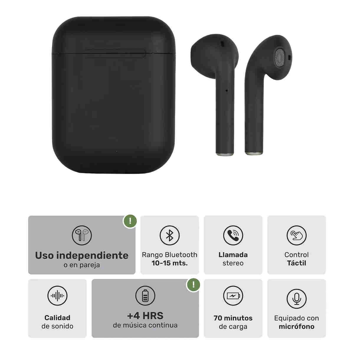 GENERICO - Audífonos Inalámbricos RM12 Bluetooth Carga Rápida Negro BELUG
