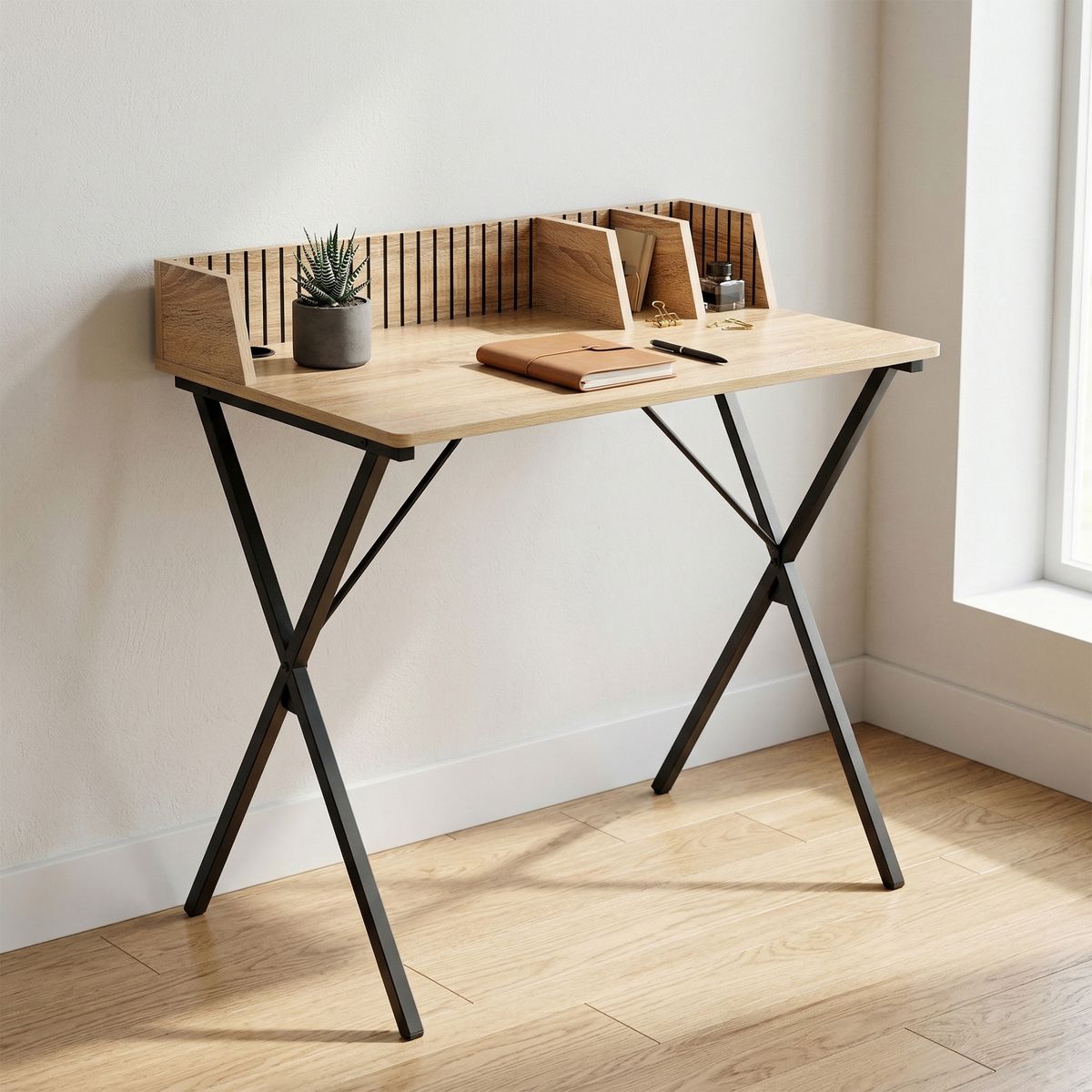 RELAN - Escritorio Desk Var 2 Relan con Organizador Estilo Industrial