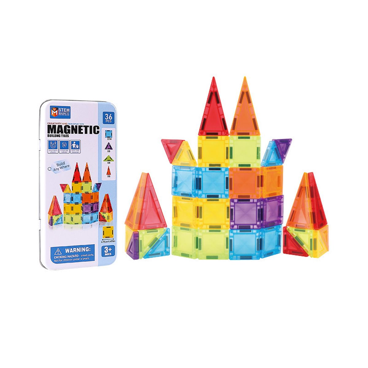 MAGNETIC TILES - Set Magnetic Tiles Portable Mini 36 Piezas Viajes Niños 36