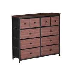 RELAN - Cómoda Cajonera con 10 Cajones Anshan Símil Madera y Metal