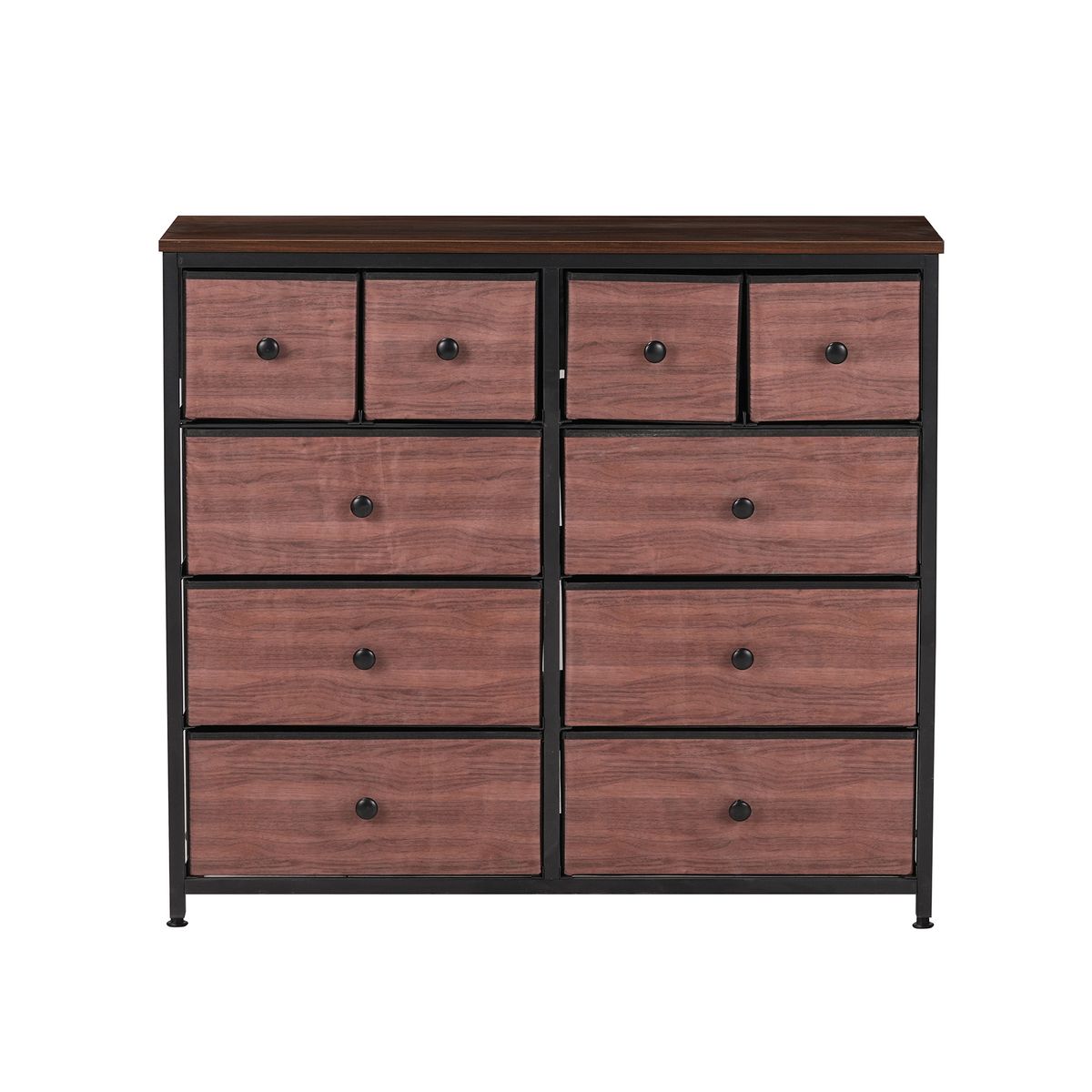 RELAN - Cómoda Cajonera con 10 Cajones Anshan Relan Símil Madera y Metal