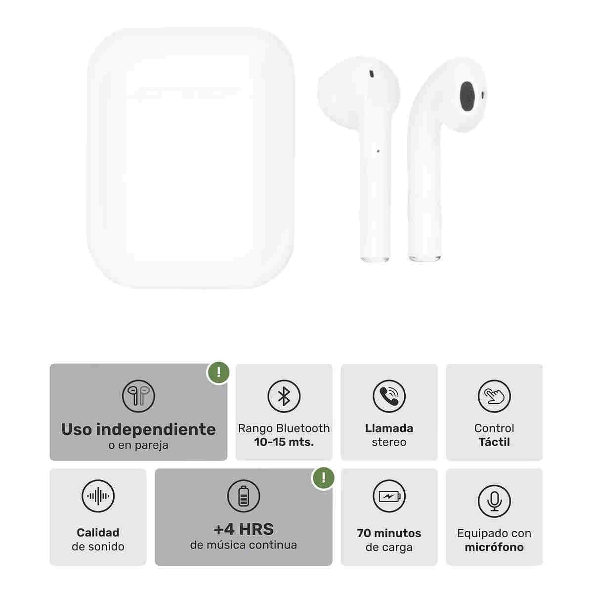 GENERICO - Audífonos Inalámbricos RM12 Bluetooth Carga Rápida Blanco BELUG
