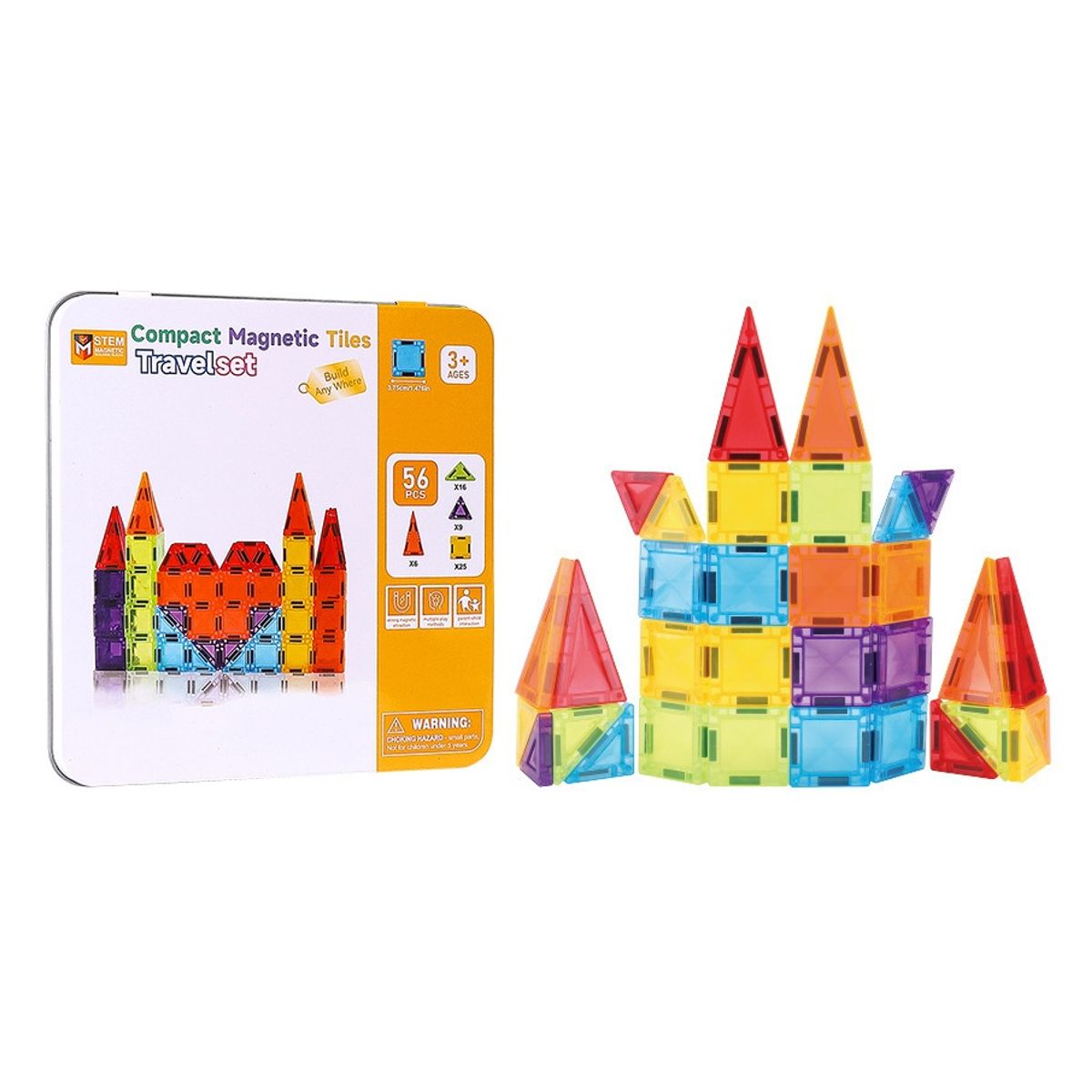 MAGNETIC TILES - Set Magnetic Tiles Portable Mini 36 Piezas Viajes Niños 56