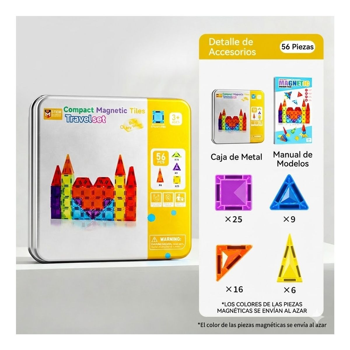 MAGNETIC TILES - Set Magnetic Tiles Portable Mini 36 Piezas Viajes Niños 56