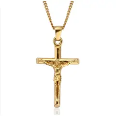 GENERICO - Collar Crucifijo Oro Laminado Con Dije Religioso