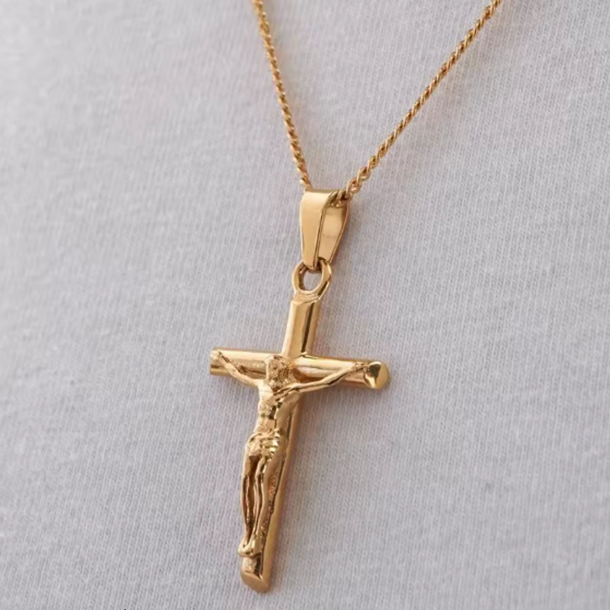 GENERICO - Collar Crucifijo Oro Laminado Con Dije Religioso