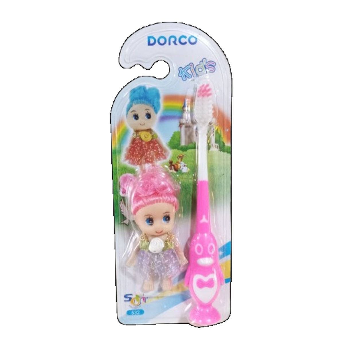 GENERICO - Set cepillo de dientes con muñeca para niña. Envia modelo de muñeca aleatorio. (  C/U )