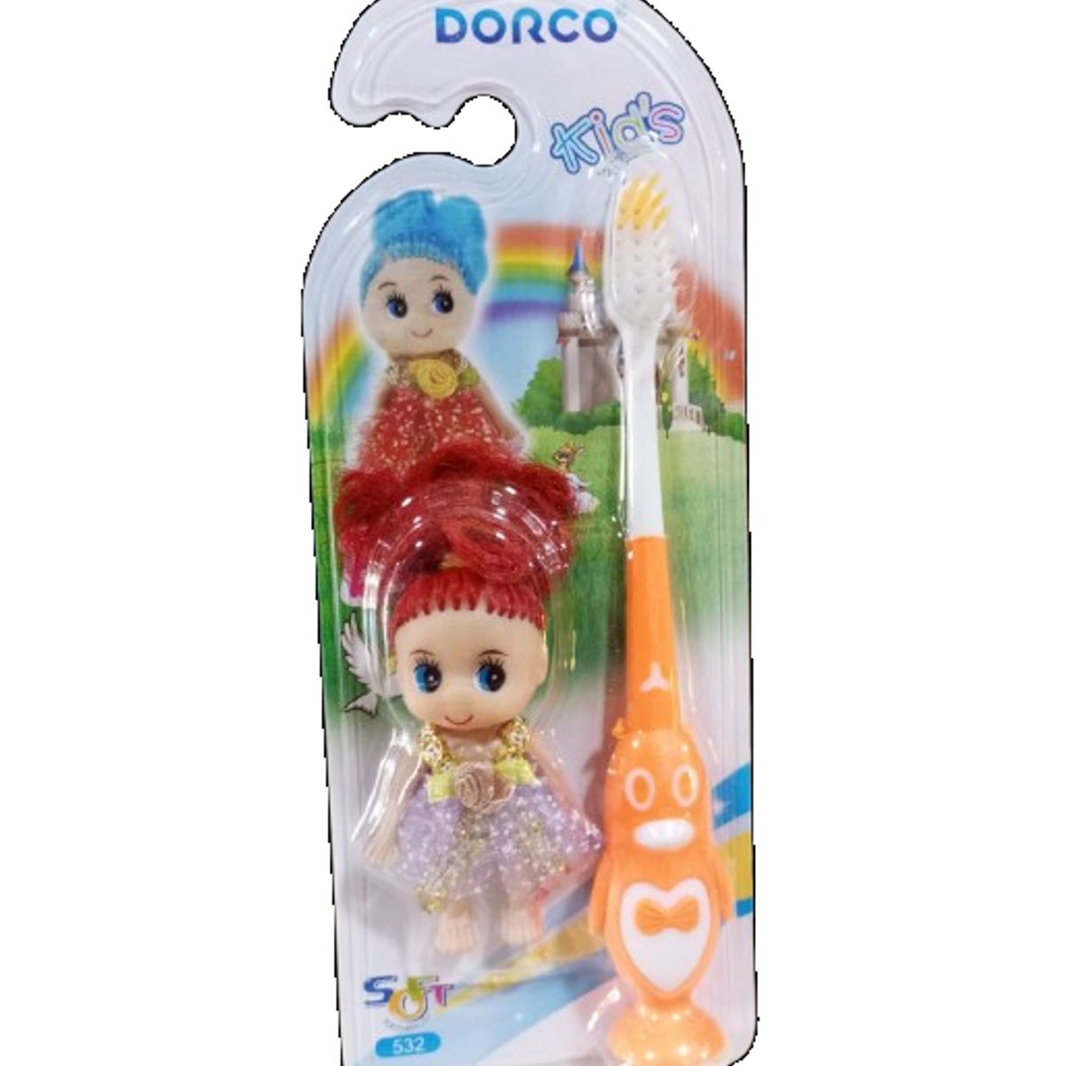 GENERICO - Set cepillo de dientes con muñeca para niña. Envia modelo de muñeca aleatorio. (  C/U )