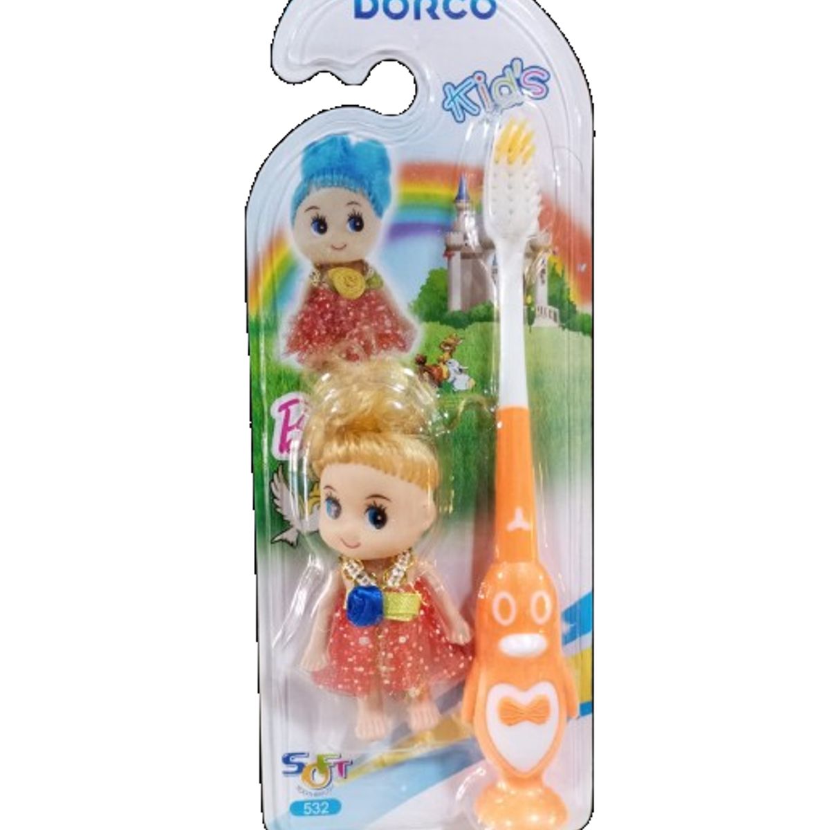 GENERICO - Set cepillo de dientes con muñeca para niña. Envia modelo de muñeca aleatorio. (  C/U )