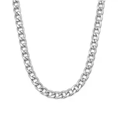 GENERICO - Cadena Grumet Acero Inoxidable Plateada Estilo Cubano