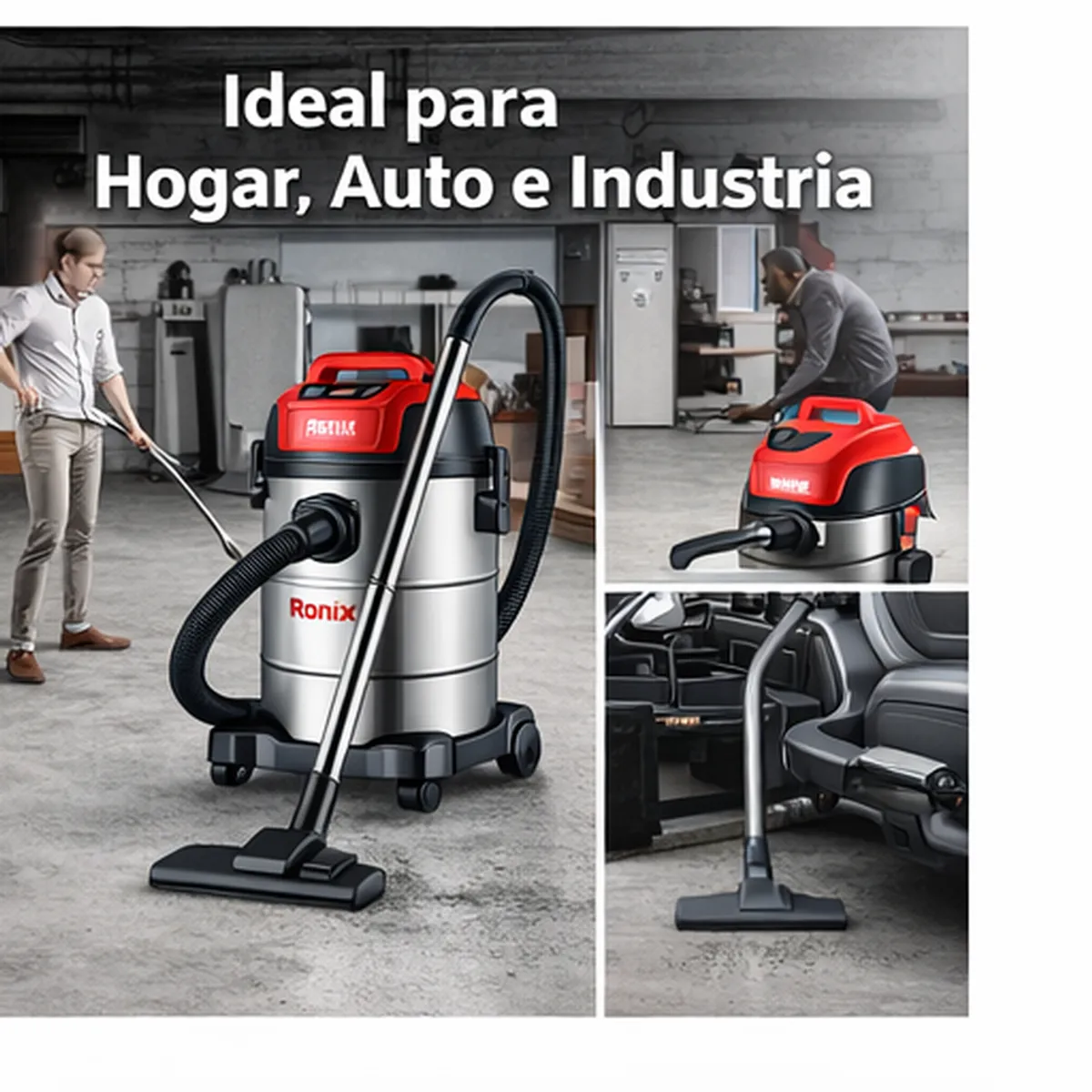 GENERICO - Aspiradora Lavadora Ronix 1250 1400W 20L Seco y Húmedo Industrial