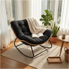 HOMER DESIGN - Sillon Mecedor Silla Mecedora Sitial Moderna Talla Xl tejido