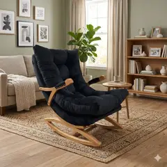 GENERICO - SILLA MECEDORA COQUETTE CON APOYA BRAZO NEGRO FELPA.