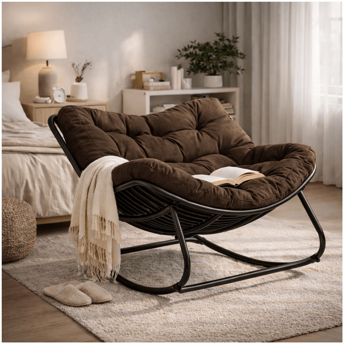 HOMER DESIGN - Sillon Mecedor Silla Mecedora Sitial Moderna Talla Xl