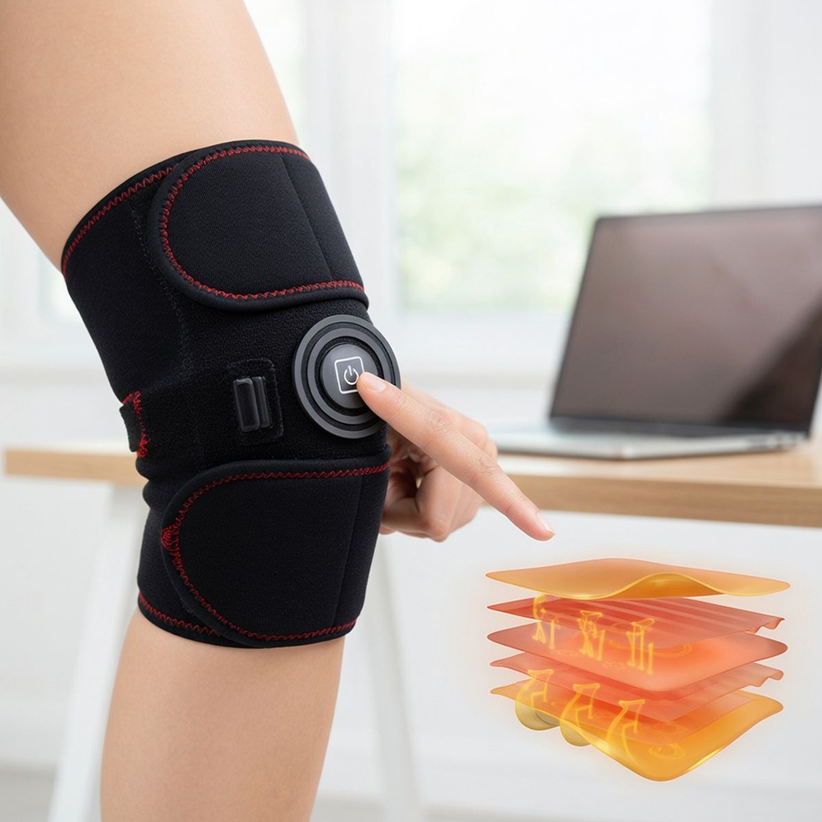 MOVI - Rodillera con 3 Niveles de Calor Calentador Eléctrico para Rodilla con Terapia Térmica