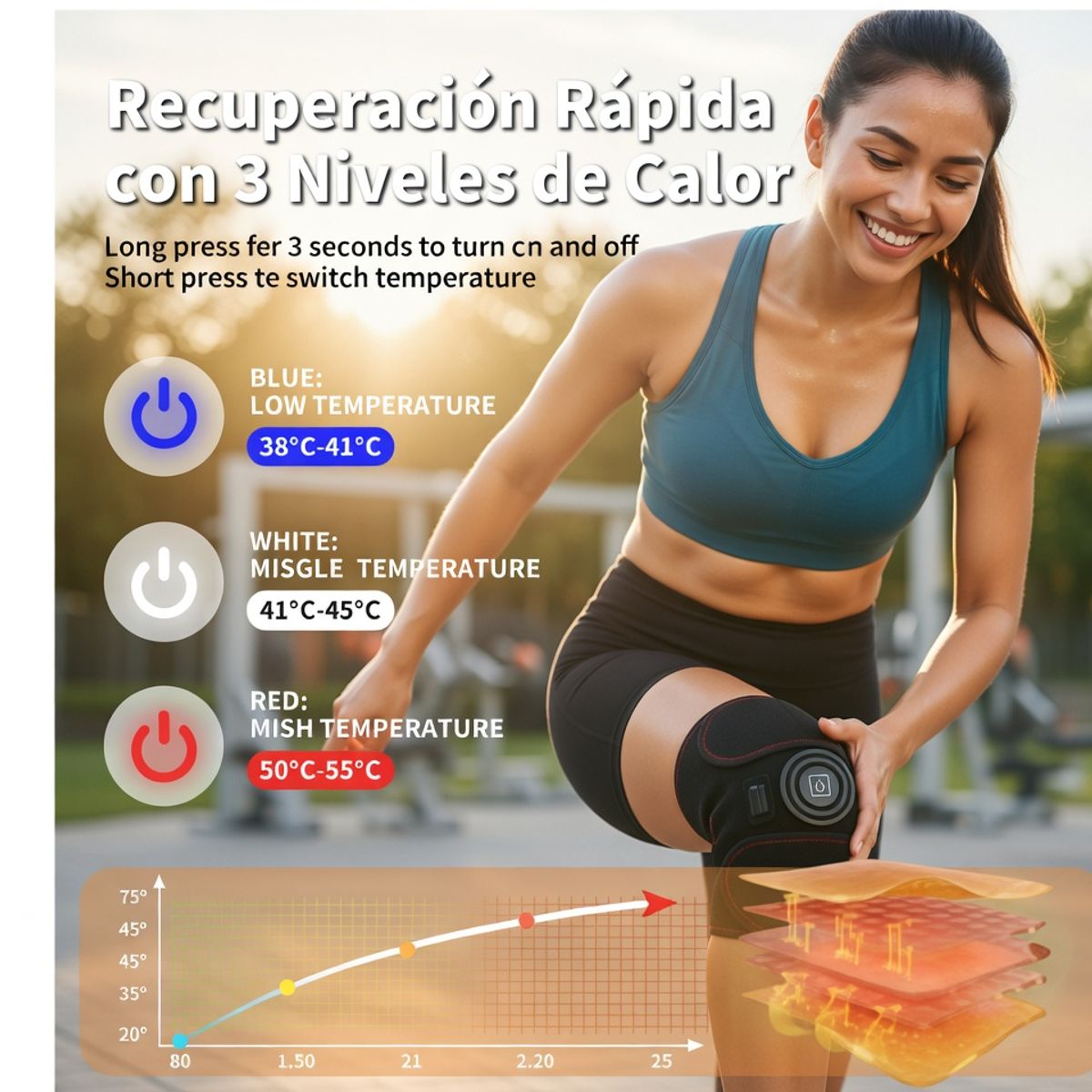 MOVI - Rodillera con 3 Niveles de Calor Calentador Eléctrico para Rodilla con Terapia Térmica
