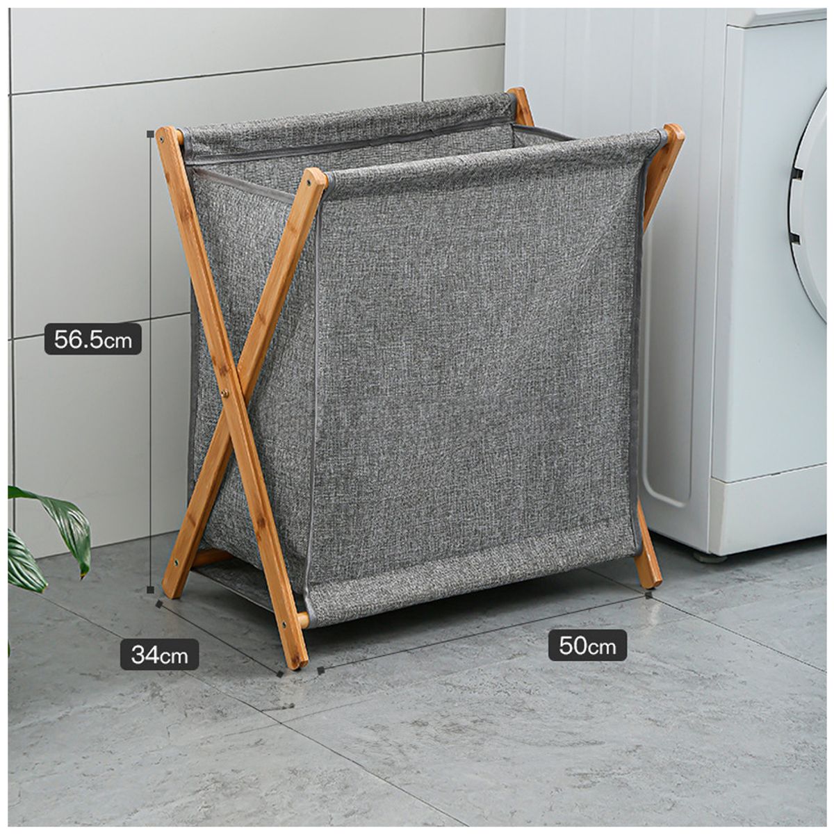 IRM - Canasto para Ropa Cesto plegable de Madera Bambu Grande 56cm Alto