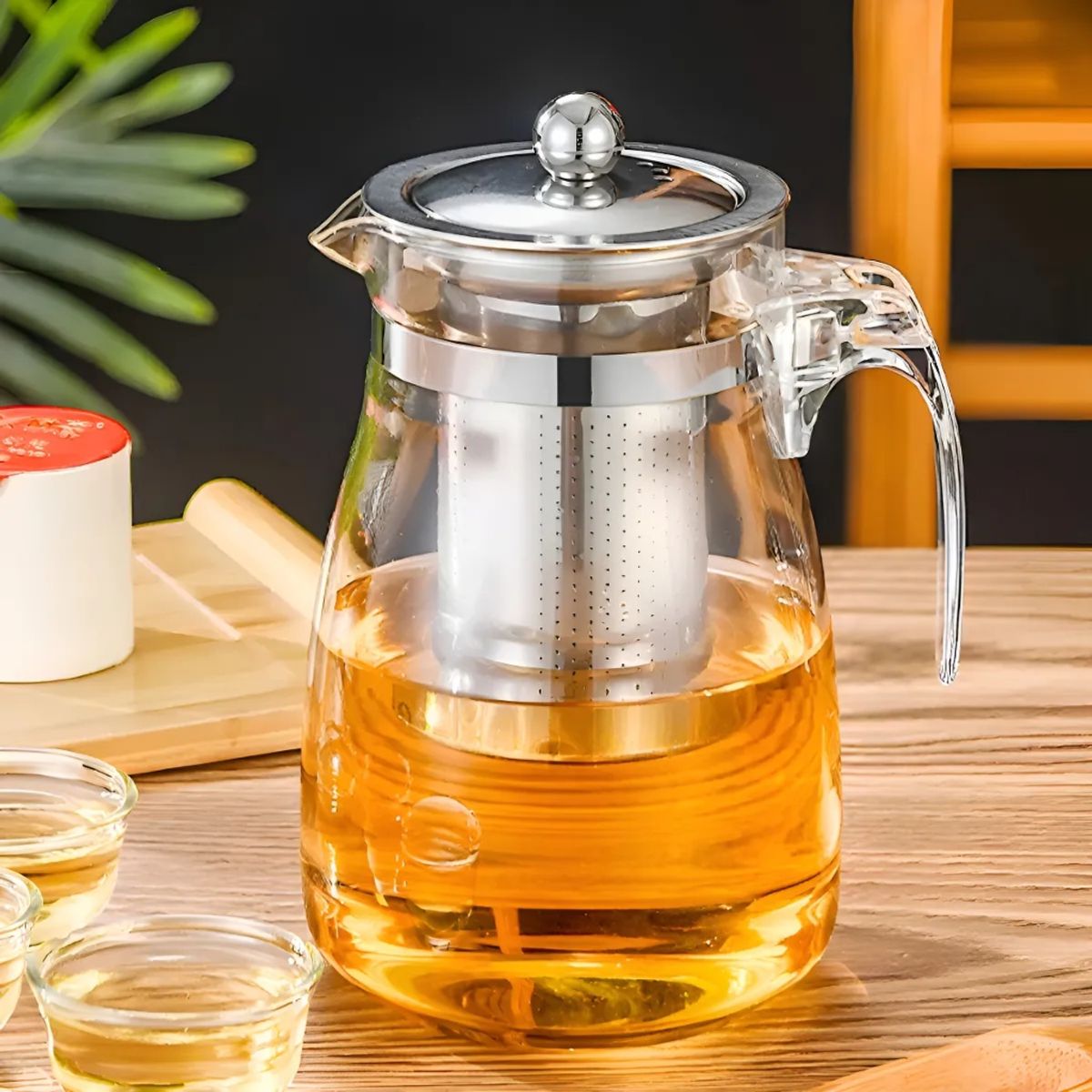 GENERICO - Tetera Té Infusiones Vidrio con Filtro Acero Inox 750ml