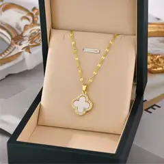 GENERICO - Collar Trébol Baño De Oro Con Dije Y Cristales