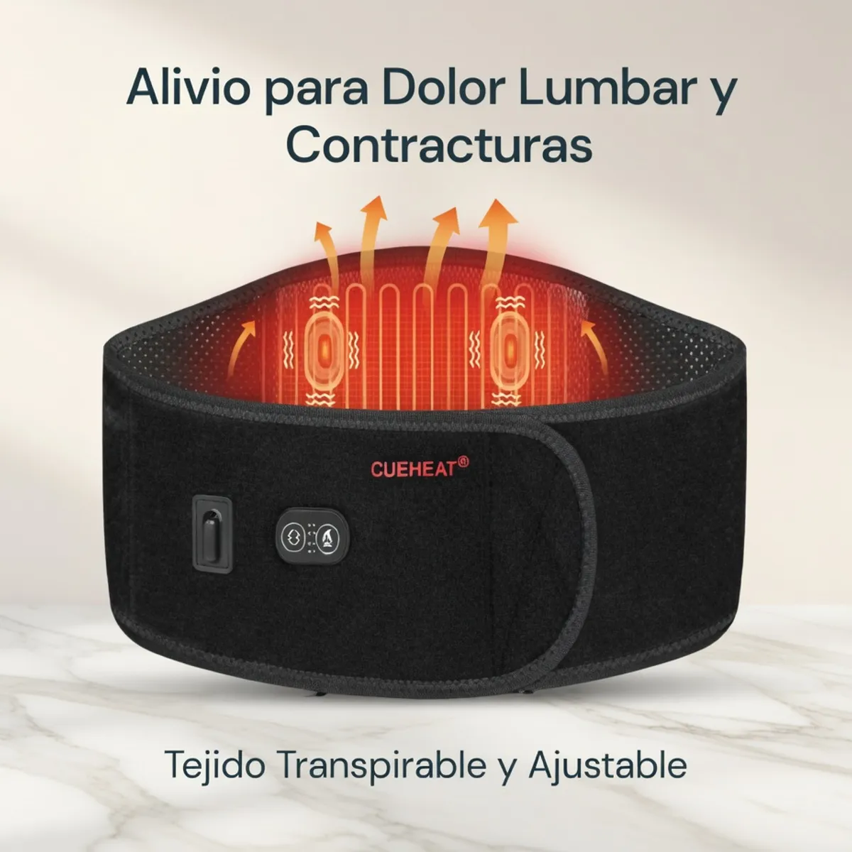 MOVI - Faja Lumbar con 3 Niveles de Calor y Bolsillo para Gel Frío Soporte Lumbar Térmico