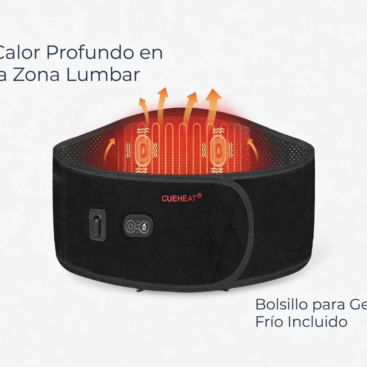 MOVI - Faja Lumbar con 3 Niveles de Calor y Bolsillo para Gel Frío Soporte Lumbar Térmico
