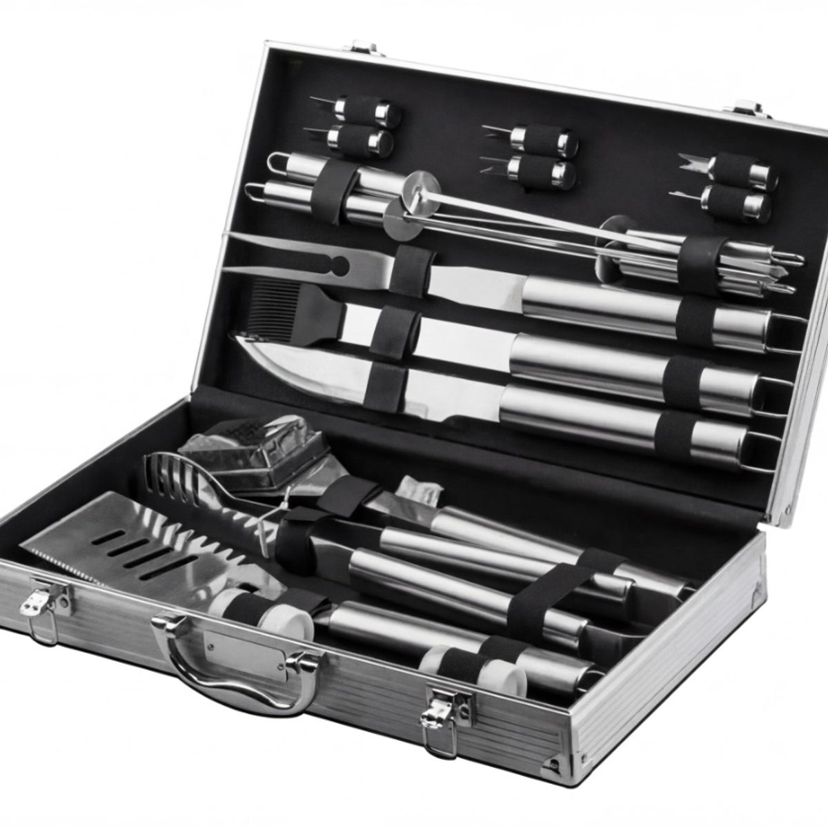 GENERICO - Set Parrillero Asado Barbacoa 18 Pcs En Maleta Kit Parrilla