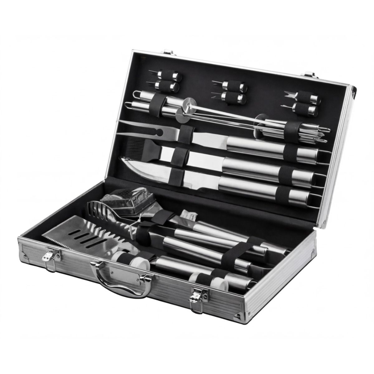 GENERICO - Set Parrillero Asado Barbacoa 18 Pcs En Maleta Kit Parrilla