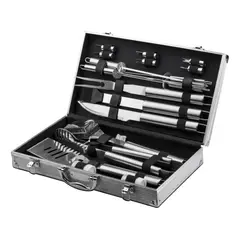 GENERICO - Set Parrillero Asado Barbacoa 18 Pcs En Maleta Kit Parrilla