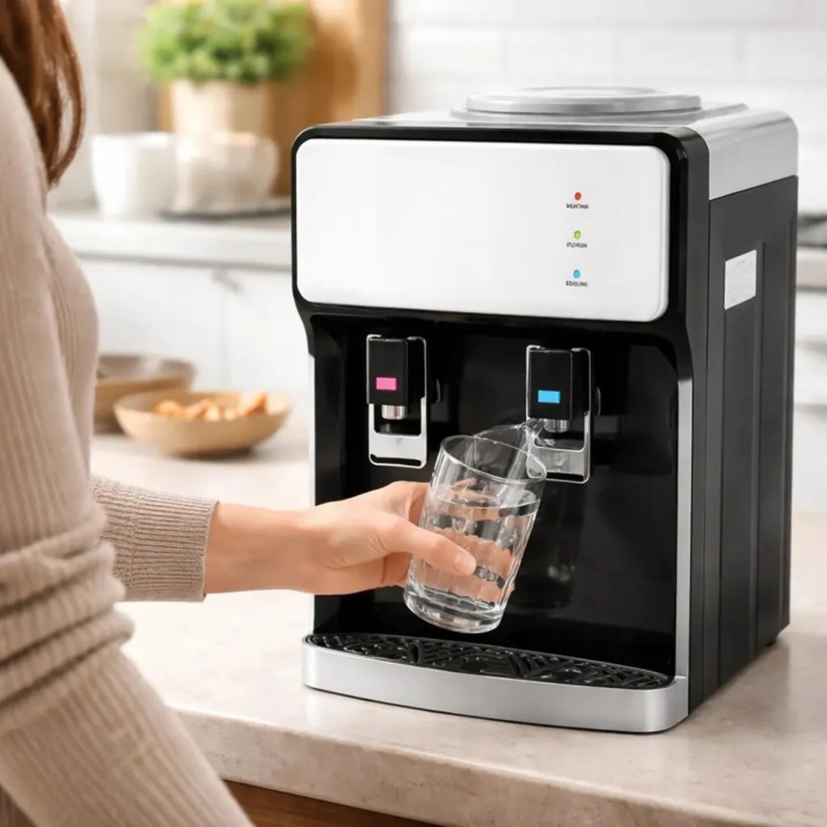 DALI - Dispensador De Agua Compresor Sobremesa Frio Caliente 2 Llaves Negro