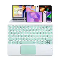 GENERICO - Teclado Touchpad Inalámbrico Bluetooth Recargable para Tablet, Ipad o Smartphone - Verde Claro