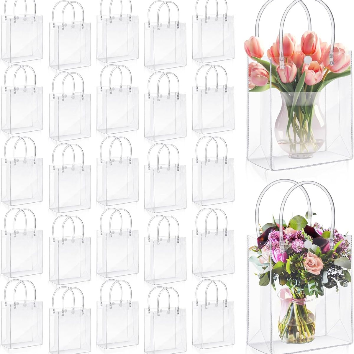 GENERICO - Bolsas De Regalo Pvc Con Asa Reutilizable 13X15 25 Unidades