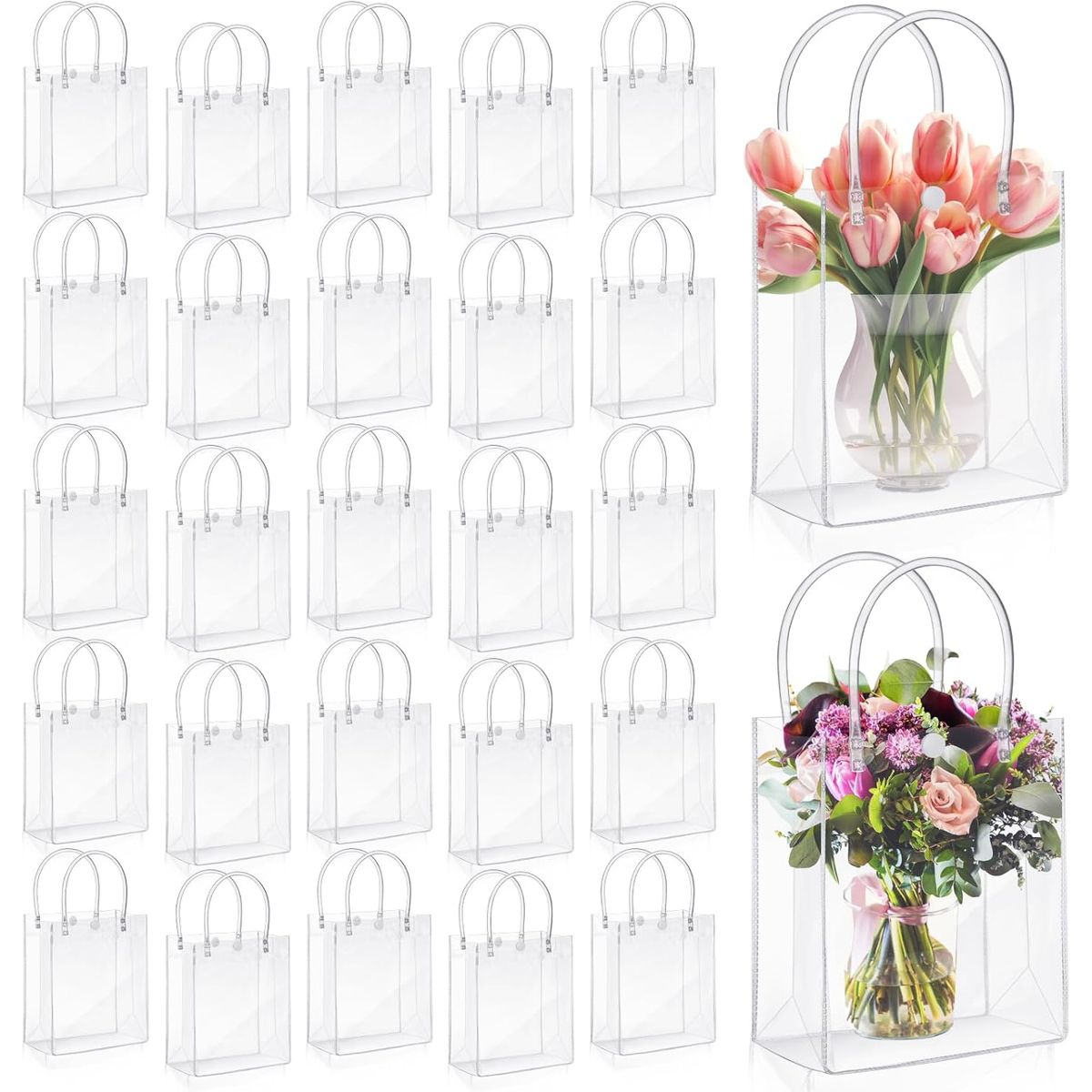 GENERICO - Bolsas De Regalo Pvc Con Asa Reutilizable 13X15 25 Unidades