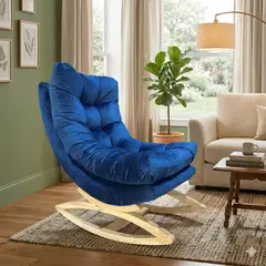 GENERICO - SILLA MECEDORA COQUETTE AZUL MARINO FELPA.