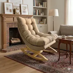 GENERICO - SILLA MECEDORA COQUETTE BEIGE LINO.