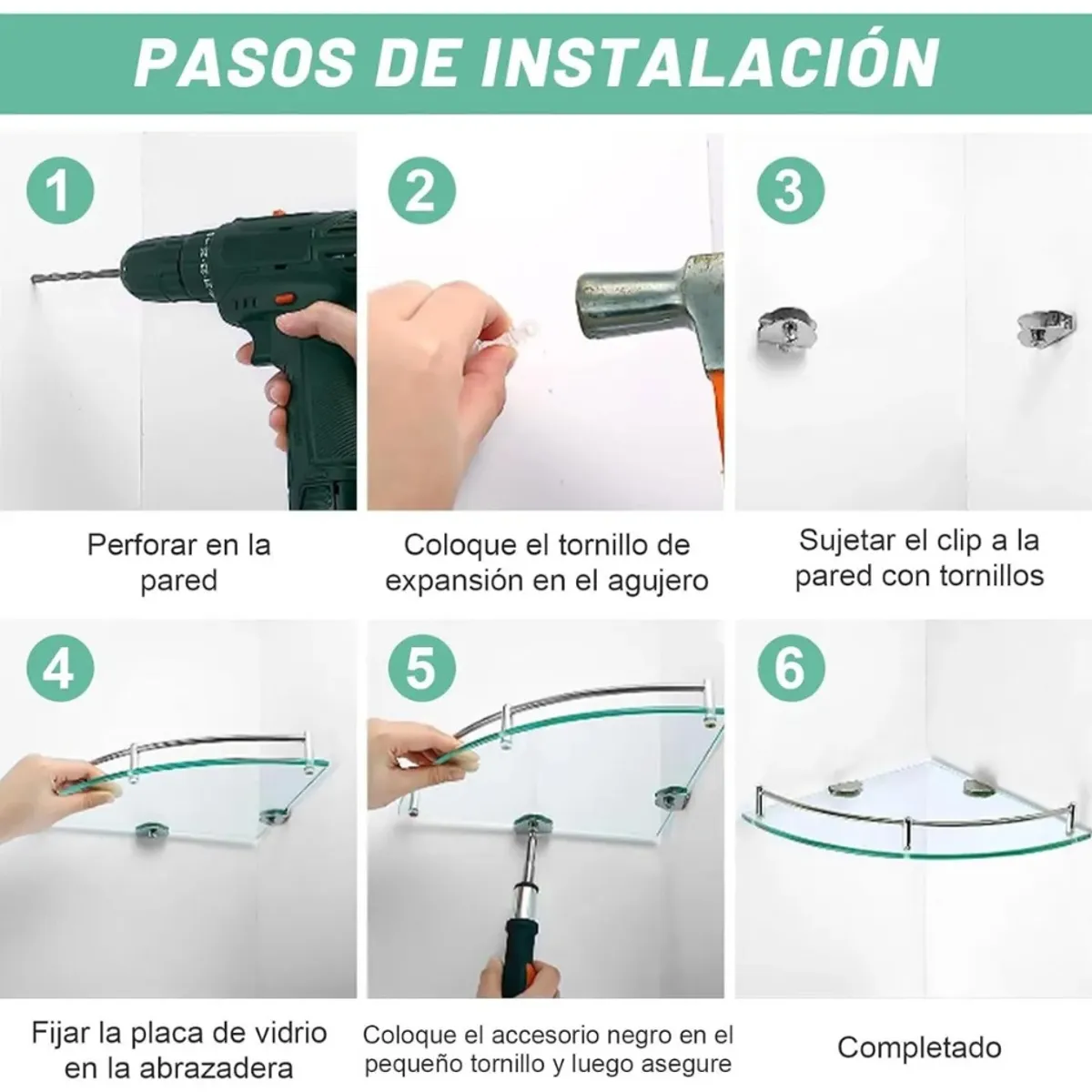 GENERICO - Pack 4 Organizador Repisa Esquineras De Vidrio Ducha Estante